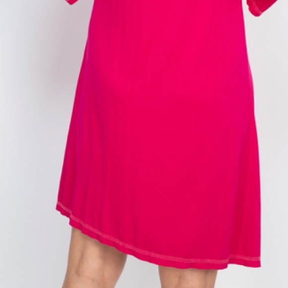 Fuchsia midi shift dress, 3/4 sleeve, NEW! - Picture 11 of 14